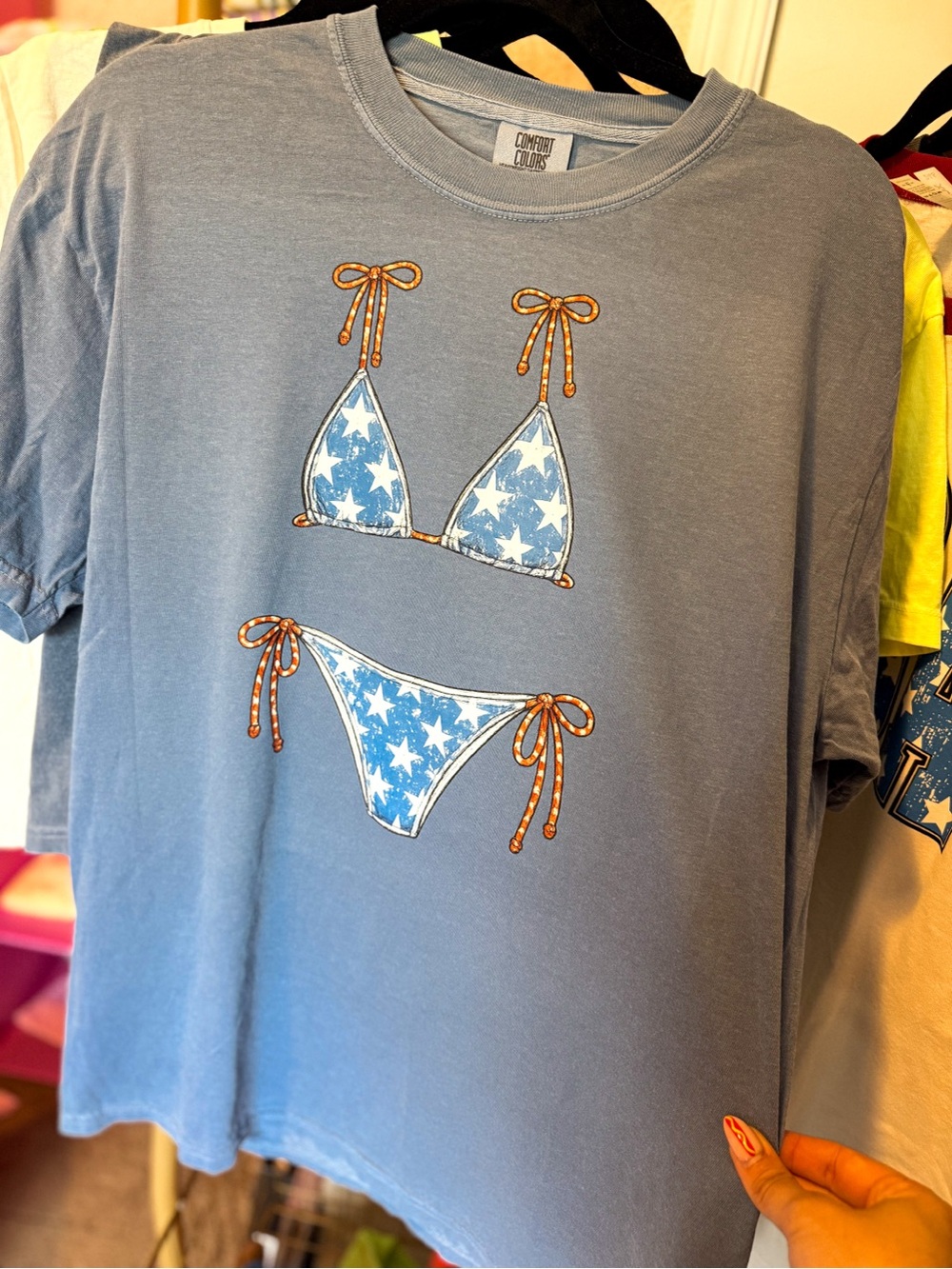Comfort Colors Blue Tee with Star Bikini Graphic